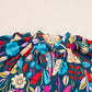 Green Floral Print Puff Sleeve Ruffled Mini Dress