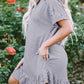 Light Grey Lace Floral Patchwork Ruffled T-shirt Dress