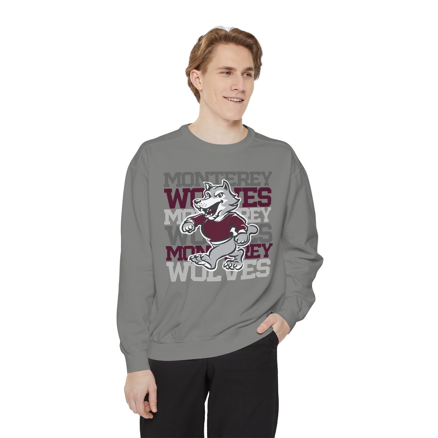 Monterey Wolves Stack w/ Mascot - CC Adult Sweatshirt