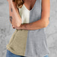 Blue Color Block Knitted Tank Top