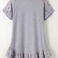 Light Grey Lace Floral Patchwork Ruffled T-shirt Dress
