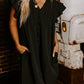 Mist Green Ruffle Sleeve V Neck Frilled Shift Dress