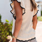 Apricot Crochet Eyelet Flounce Tank Top