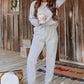 Gray Long Sleeve Pullover and Jogger Pants Lounge Set