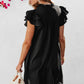Mist Green Ruffle Sleeve V Neck Frilled Shift Dress