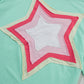 White Colorblock Star Patched Half Sleeve Oversized Tee
