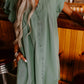 Mist Green Ruffle Sleeve V Neck Frilled Shift Dress