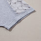 Light Grey Lace Floral Patchwork Ruffled T-shirt Dress