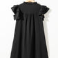 Mist Green Ruffle Sleeve V Neck Frilled Shift Dress