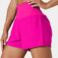 Rose Red Pocketed Wide Waistband Swim Shorts
