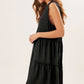Moonlight Jade Split V Neck Tiered Flowy Sleeveless Dress