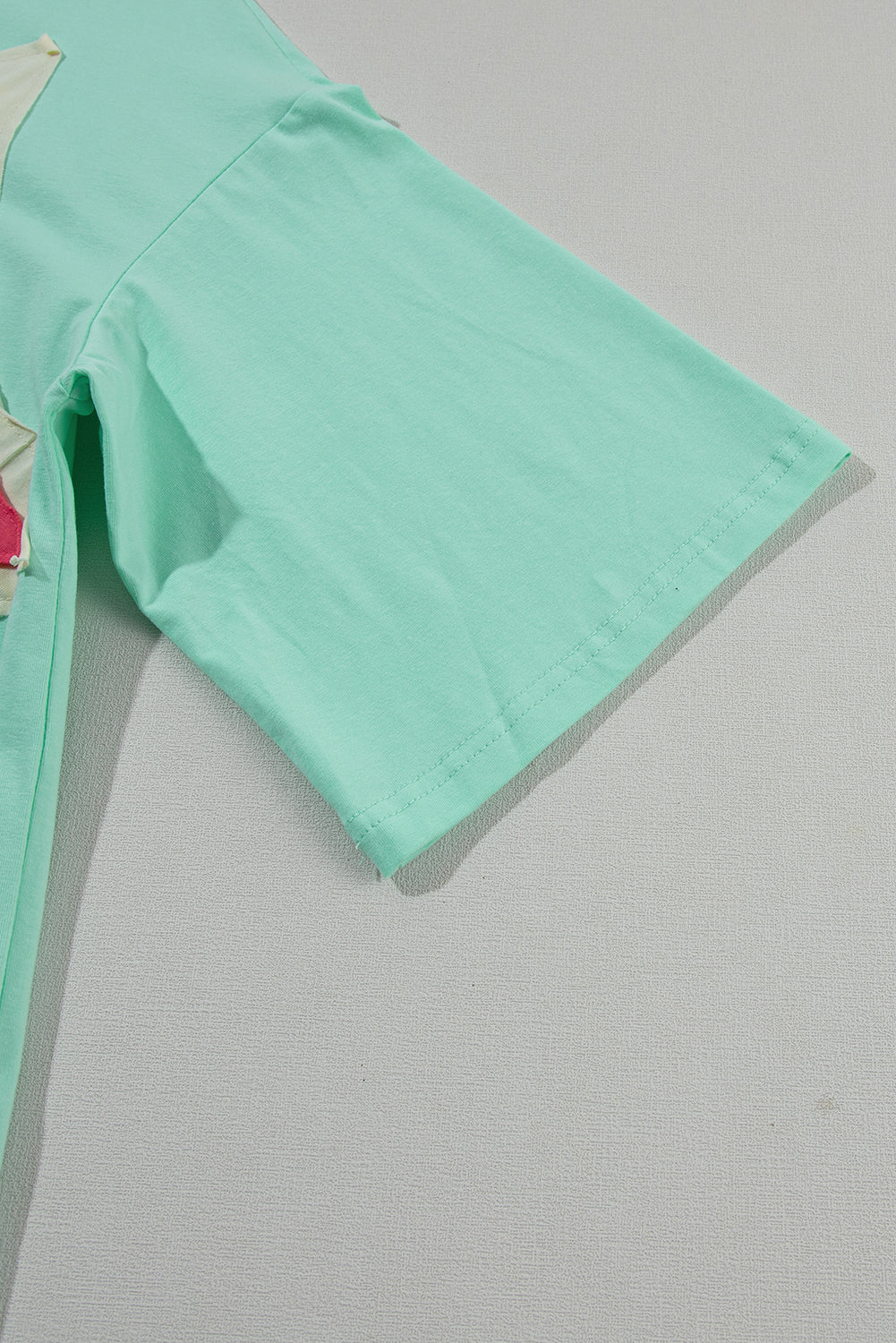 White Colorblock Star Patched Half Sleeve Oversized Tee