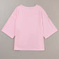 White Colorblock Star Patched Half Sleeve Oversized Tee