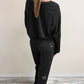 Gray Stars Print Long Sleeve Drawstring High Waist Lounge Set