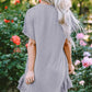 Light Grey Lace Floral Patchwork Ruffled T-shirt Dress