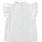 Bright Pink Solid Color Scalloped Ruffle Sleeve Top