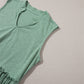 Moonlight Jade Split V Neck Tiered Flowy Sleeveless Dress