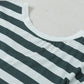 Sea Green Striped V Neck Ruffle Sleeve Top