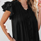 Mist Green Ruffle Sleeve V Neck Frilled Shift Dress