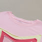 White Colorblock Star Patched Half Sleeve Oversized Tee