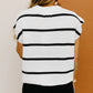 White Striped Batwing Sleeve Sweater Tee