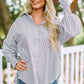 Sky Blue Smocked Cuffed Striped Boyfriend Shirt with Pocket