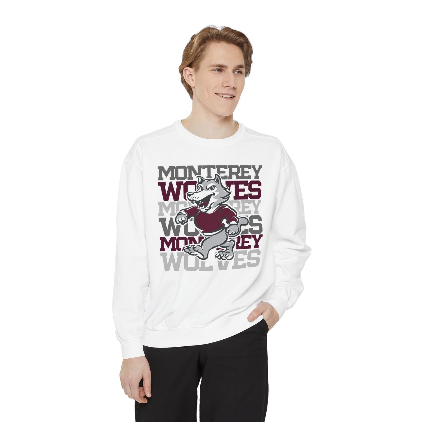 Monterey Wolves Stack w/ Mascot - CC Adult Sweatshirt