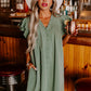 Mist Green Ruffle Sleeve V Neck Frilled Shift Dress