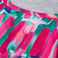 Rose Abstract Brushwork Print Buttoned V Neck Blouse