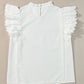 Bright Pink Solid Color Scalloped Ruffle Sleeve Top