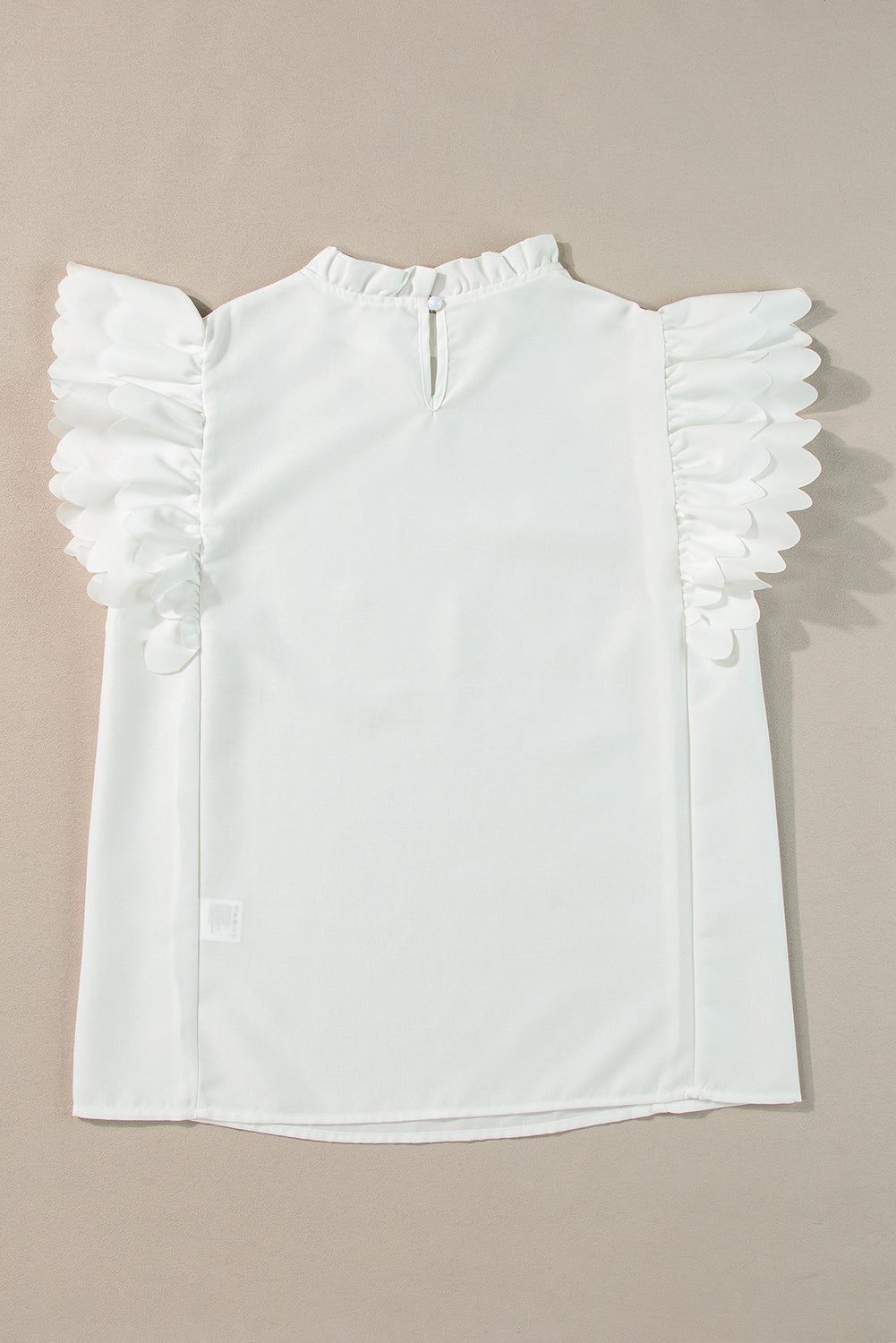 Bright Pink Solid Color Scalloped Ruffle Sleeve Top