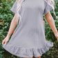 Light Grey Lace Floral Patchwork Ruffled T-shirt Dress