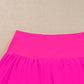 Rose Red Pocketed Wide Waistband Swim Shorts