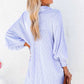 Sky Blue Smocked Cuffed Striped Boyfriend Shirt with Pocket