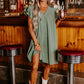 Mist Green Ruffle Sleeve V Neck Frilled Shift Dress