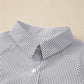 Sky Blue Smocked Cuffed Striped Boyfriend Shirt with Pocket
