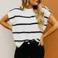 White Striped Batwing Sleeve Sweater Tee