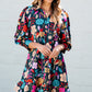 Green Floral Print Puff Sleeve Ruffled Mini Dress