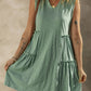 Moonlight Jade Split V Neck Tiered Flowy Sleeveless Dress