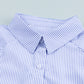 Sky Blue Smocked Cuffed Striped Boyfriend Shirt with Pocket