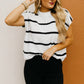 White Striped Batwing Sleeve Sweater Tee
