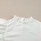 Bright Pink Solid Color Scalloped Ruffle Sleeve Top