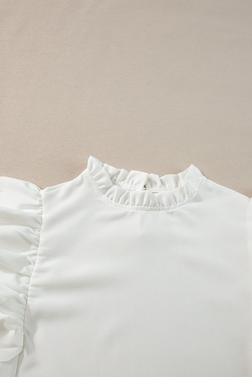 Bright Pink Solid Color Scalloped Ruffle Sleeve Top