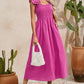 Rose Red Solid Color Ruffled Straps Smocked Ruched Maxi Dress