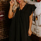 Mist Green Ruffle Sleeve V Neck Frilled Shift Dress