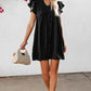 Mist Green Ruffle Sleeve V Neck Frilled Shift Dress