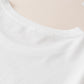White Colorblock Star Patched Half Sleeve Oversized Tee