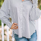 Sky Blue Smocked Cuffed Striped Boyfriend Shirt with Pocket