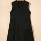 Moonlight Jade Split V Neck Tiered Flowy Sleeveless Dress