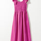 Rose Red Solid Color Ruffled Straps Smocked Ruched Maxi Dress